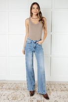 Melia High Rise Side Seam Detail Wide Leg Jeans-Womens-Stay Foxy Boutique, Florissant, Missouri