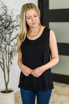 Mellow Muse Relaxed Knit Tank in Black-Womens-Stay Foxy Boutique, Florissant, Missouri