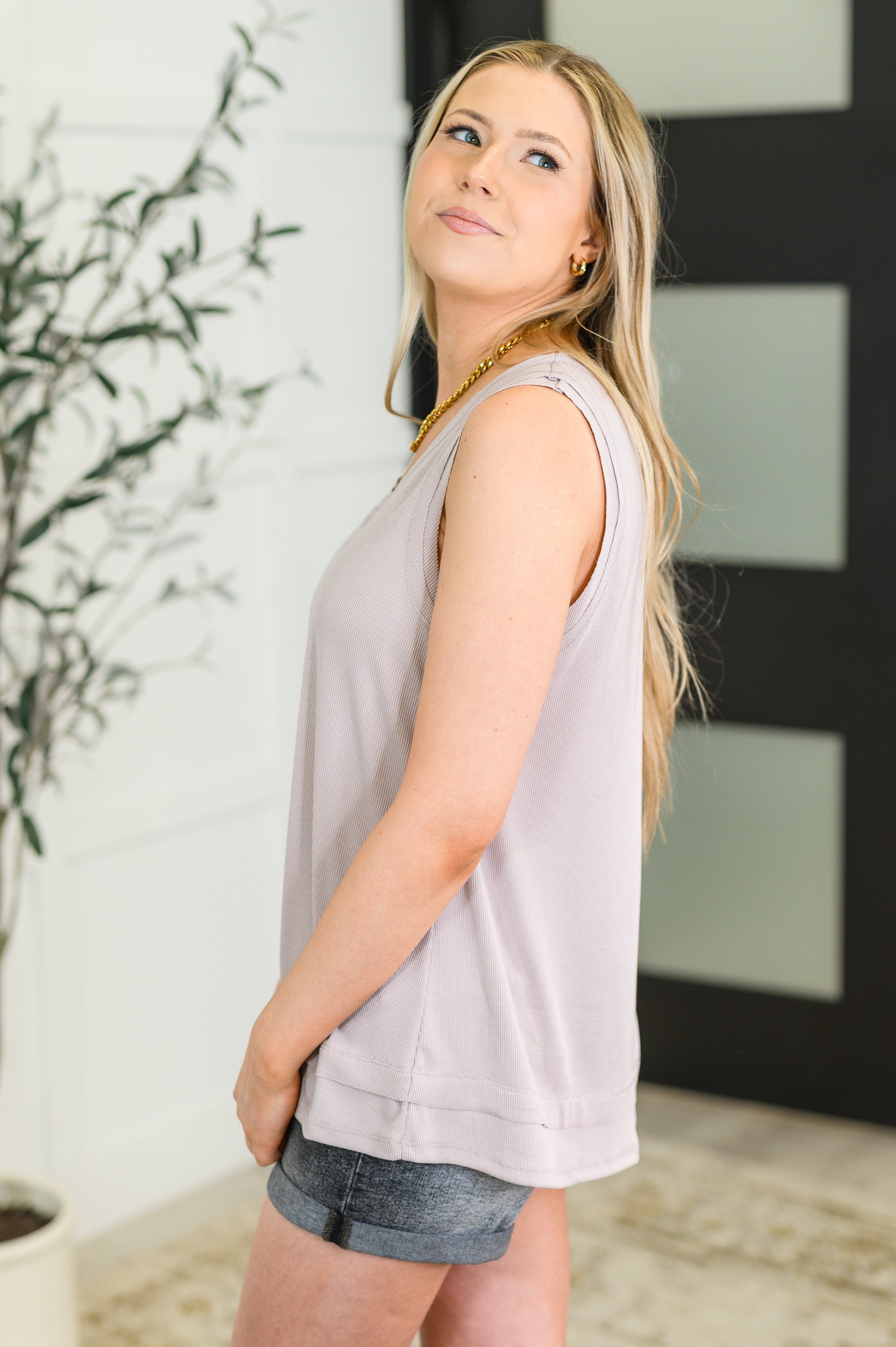Mellow Muse Relaxed Knit Tank in Pearl Grey-Womens-Stay Foxy Boutique, Florissant, Missouri