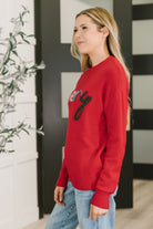 Merry Applique Drop Shoulder Pullover-Womens-Stay Foxy Boutique, Florissant, Missouri