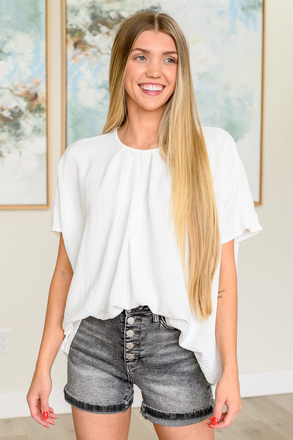 Mild Moments Pleat Detail Top-Tops-Stay Foxy Boutique, Florissant, Missouri