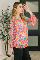 Modern Meadow V-Neck Puff Sleeve Blouse-Womens-Stay Foxy Boutique, Florissant, Missouri