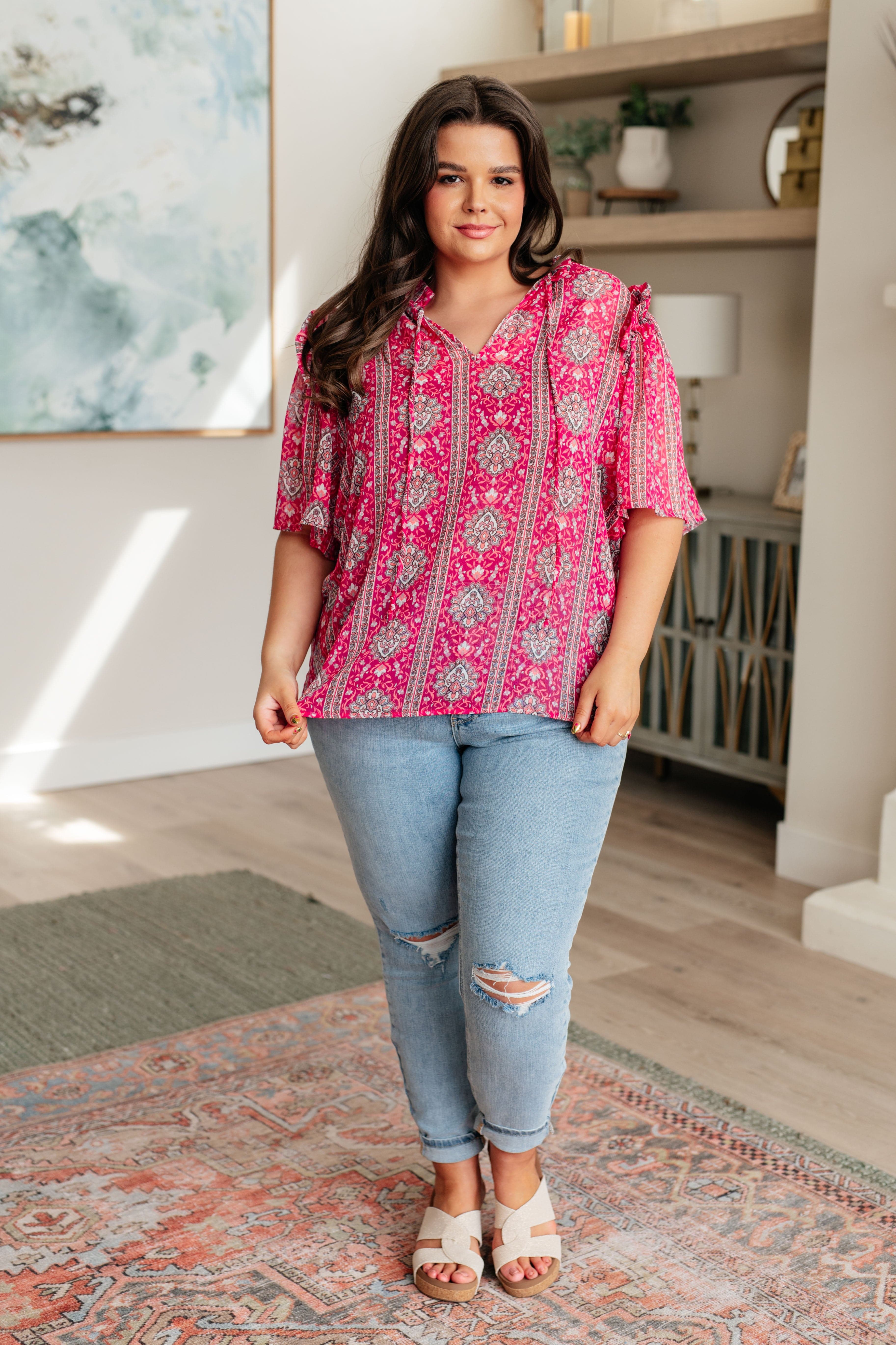 Moments Like This V-Neck Bell Sleeve Blouse-Tops-Stay Foxy Boutique, Florissant, Missouri