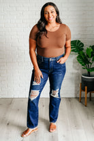 Montana High Rise Rigid Magic Distressed Straight Jeans-Denim-Stay Foxy Boutique, Florissant, Missouri