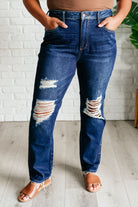 Montana High Rise Rigid Magic Distressed Straight Jeans-Denim-Stay Foxy Boutique, Florissant, Missouri