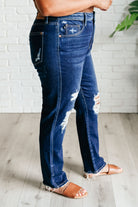 Montana High Rise Rigid Magic Distressed Straight Jeans-Denim-Stay Foxy Boutique, Florissant, Missouri