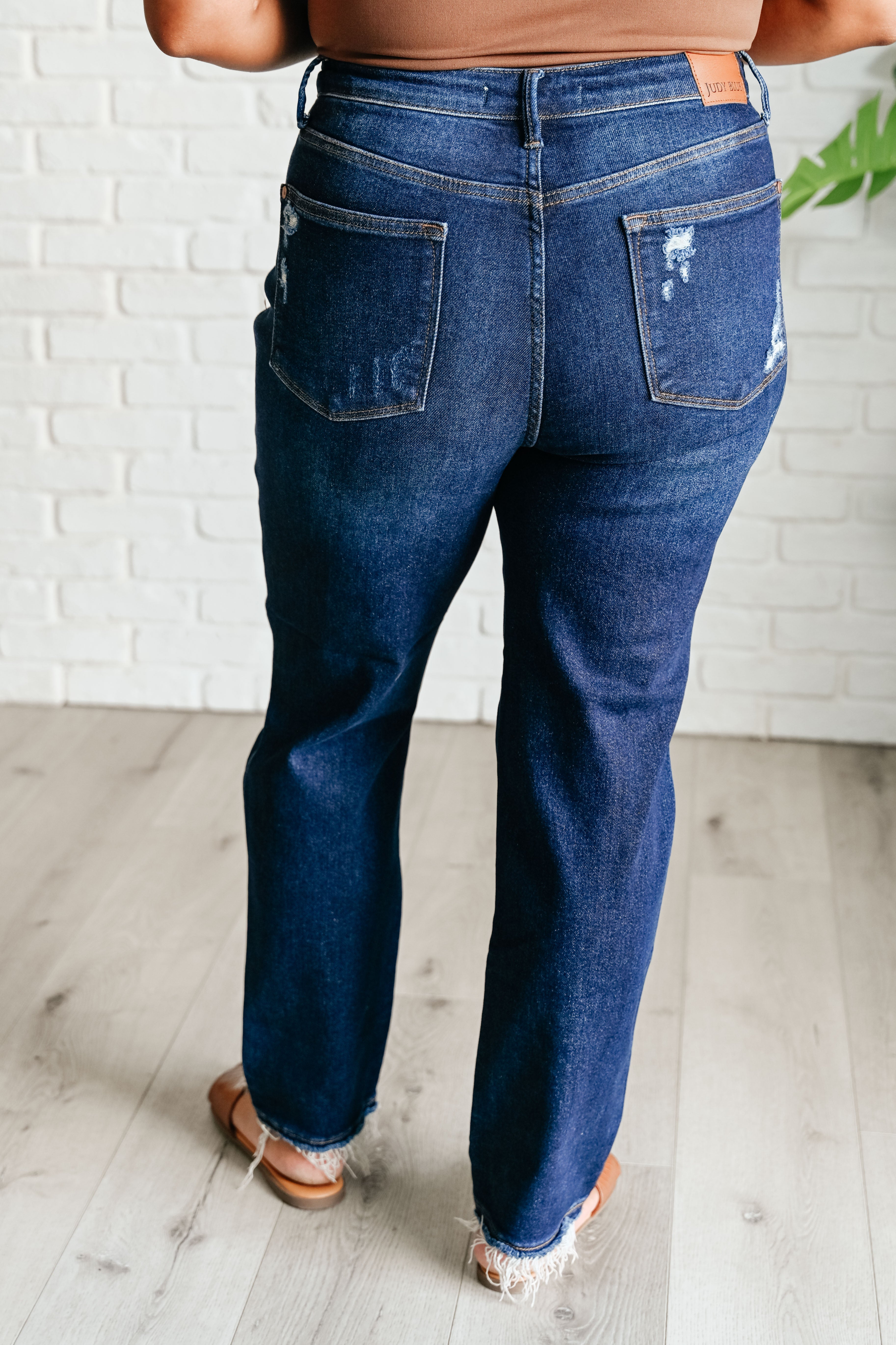 Montana High Rise Rigid Magic Distressed Straight Jeans-Denim-Stay Foxy Boutique, Florissant, Missouri