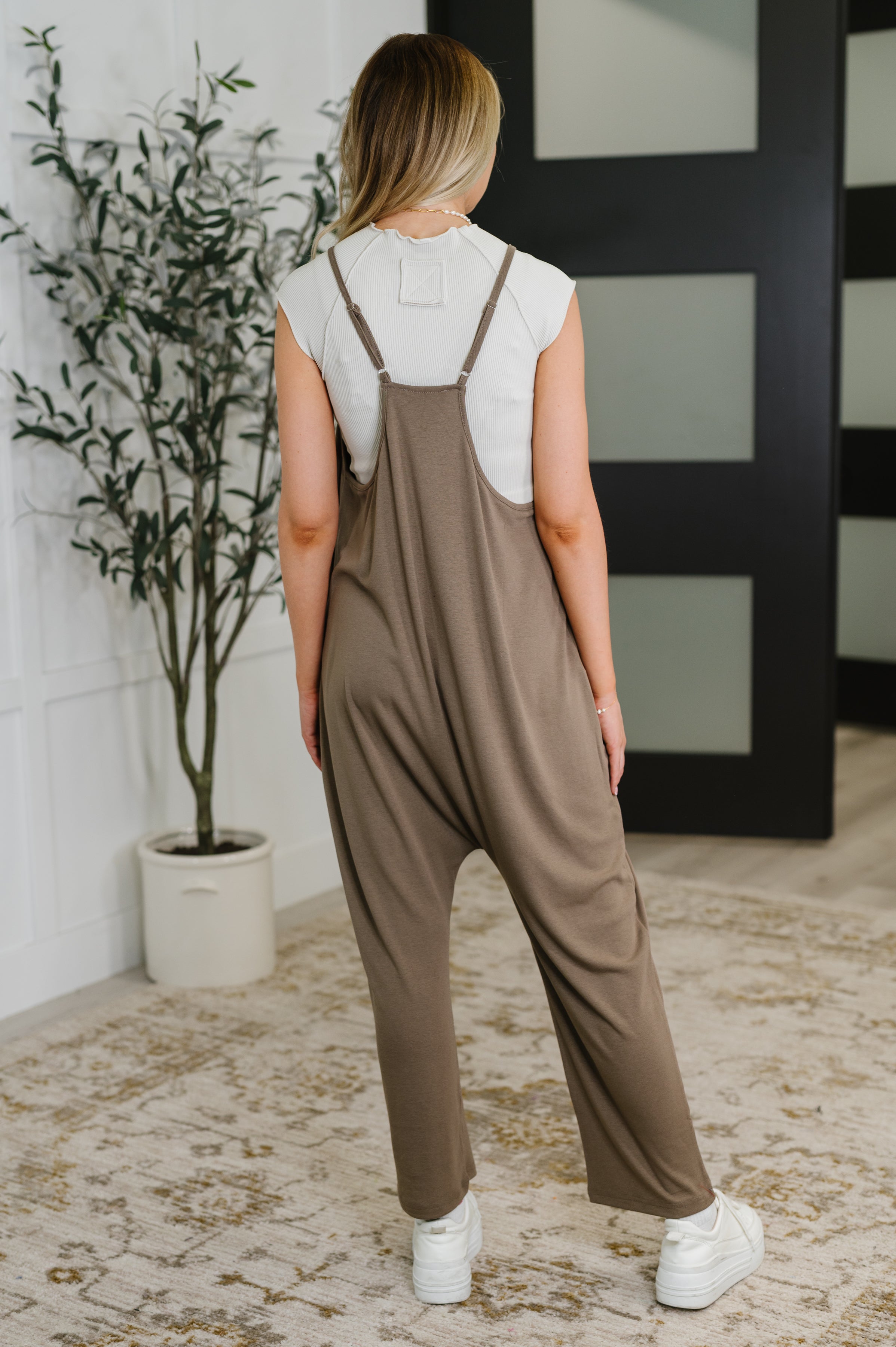 Mood Match Relaxed Spaghetti Strap Jumpsuit in Mocha-Womens-Stay Foxy Boutique, Florissant, Missouri
