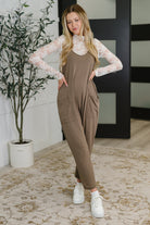 Mood Match Relaxed Spaghetti Strap Jumpsuit in Mocha-Womens-Stay Foxy Boutique, Florissant, Missouri