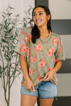 More Than Butterflies Floral V-Neck Top-Womens-Stay Foxy Boutique, Florissant, Missouri