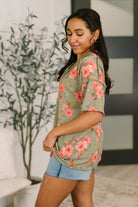 More Than Butterflies Floral V-Neck Top-Womens-Stay Foxy Boutique, Florissant, Missouri