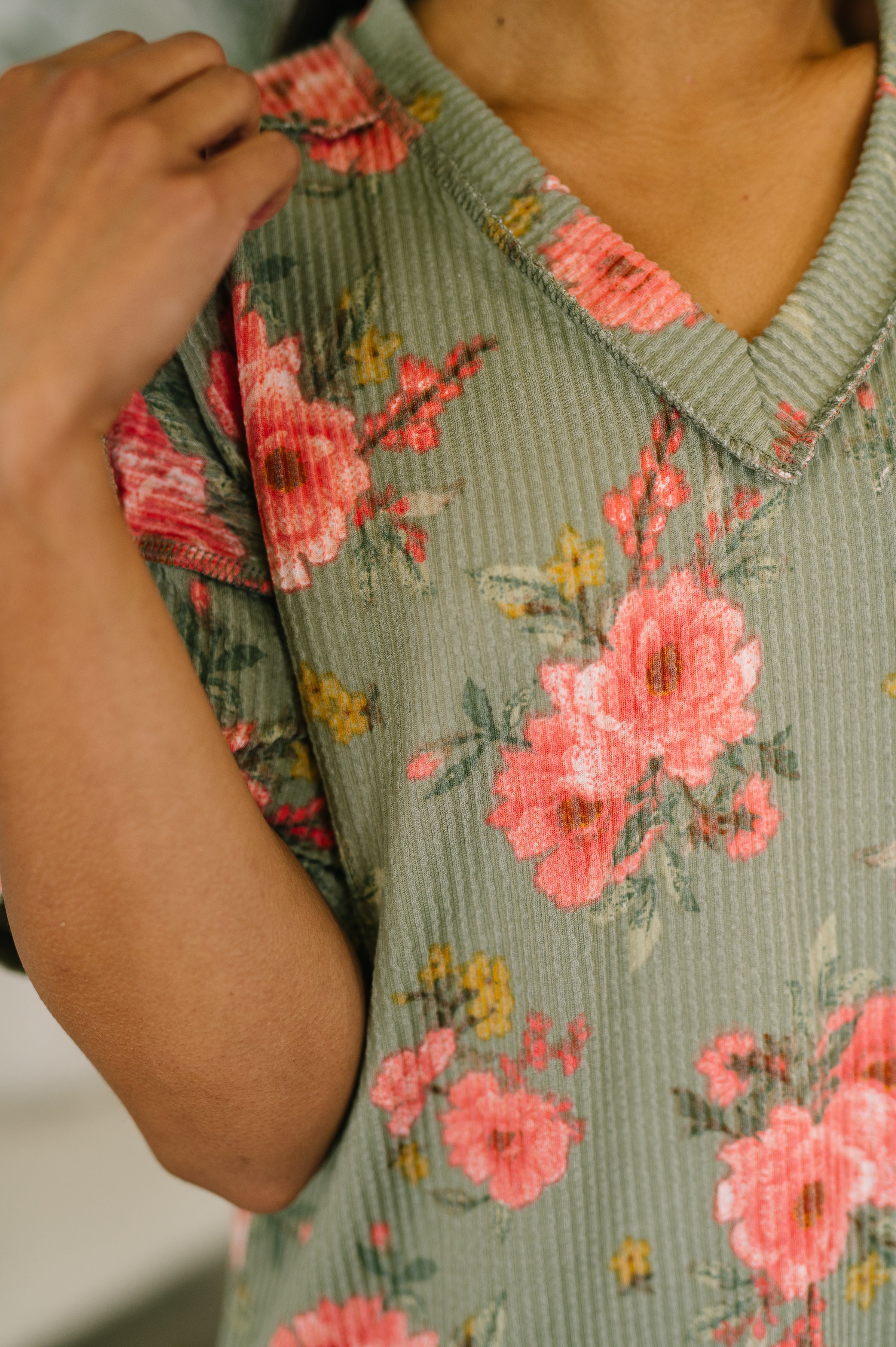 More Than Butterflies Floral V-Neck Top-Womens-Stay Foxy Boutique, Florissant, Missouri