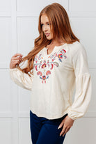 More Than You Would Think Embroidered Blouse-Blouses-Stay Foxy Boutique, Florissant, Missouri
