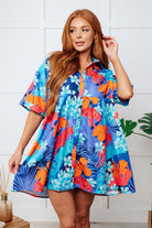 Mother Nature's Recipes Collared Dress in Blue-Dresses-Stay Foxy Boutique, Florissant, Missouri