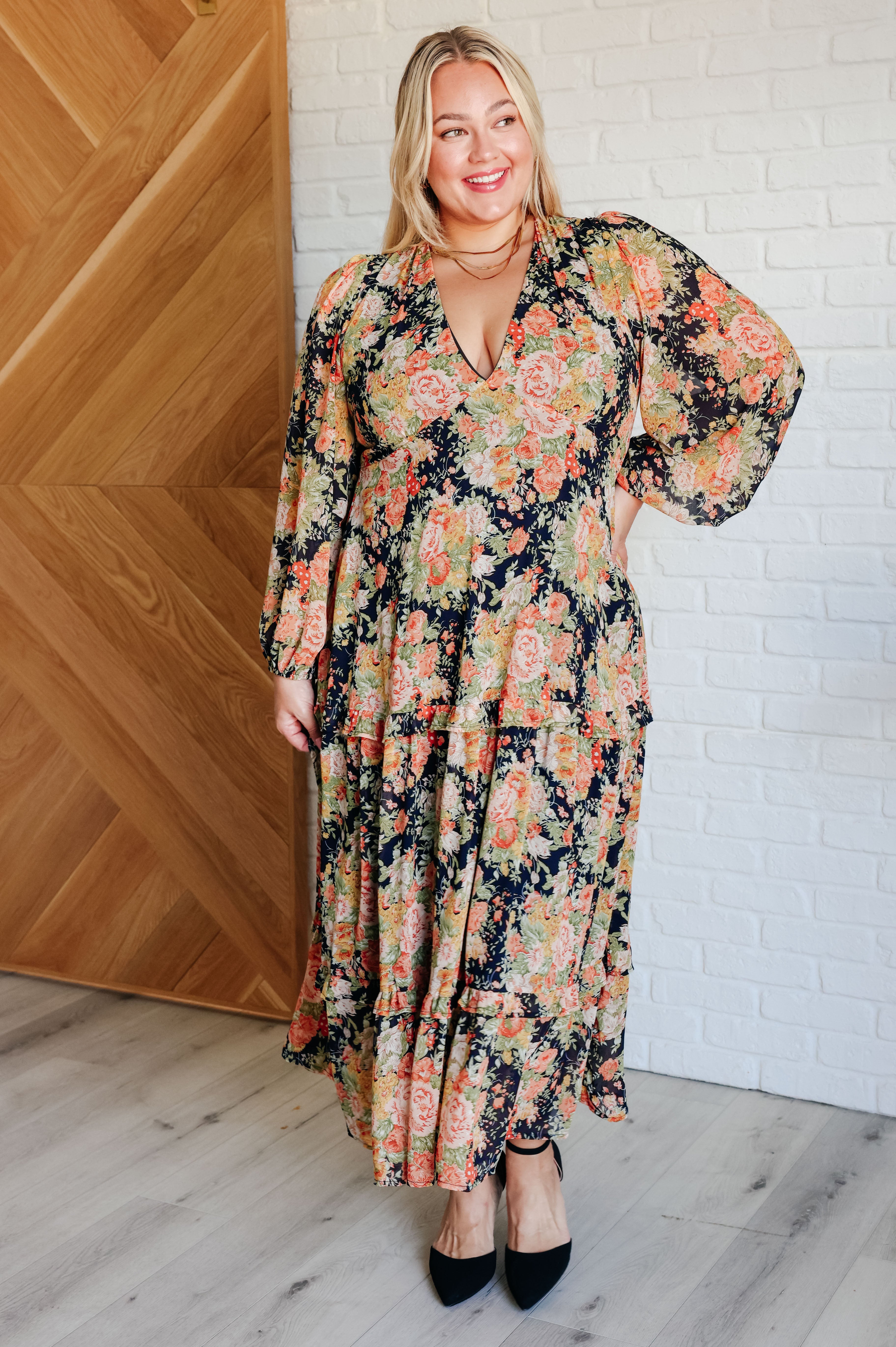 My Heart Will Go On Tiered Balloon Sleeve Dress-Dresses-Stay Foxy Boutique, Florissant, Missouri