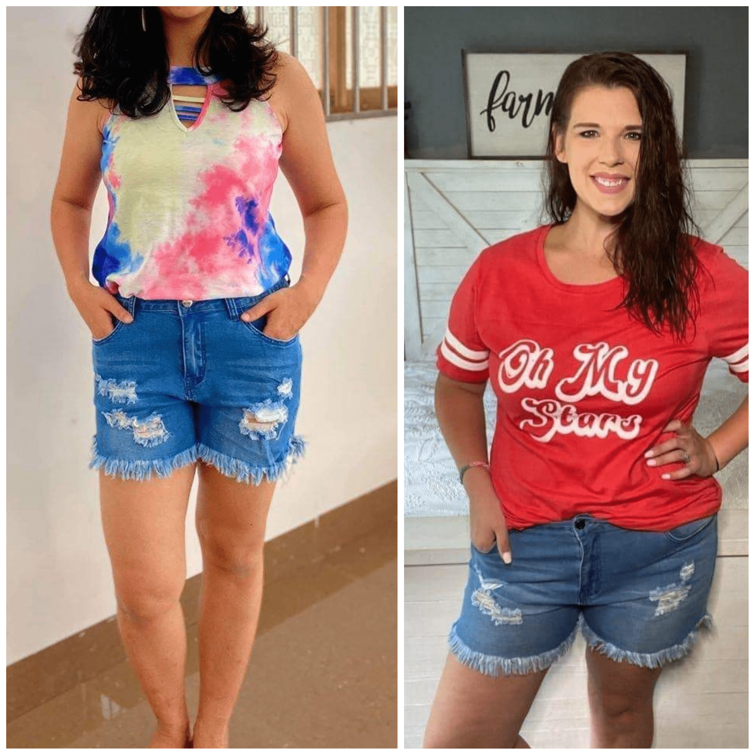 DISTRESSED STRETCH JEAN SHORTS-Stay Foxy Boutique, Florissant, Missouri