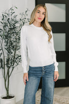 Necessary Closet Space Long Sleeve Top in White-Womens-Stay Foxy Boutique, Florissant, Missouri