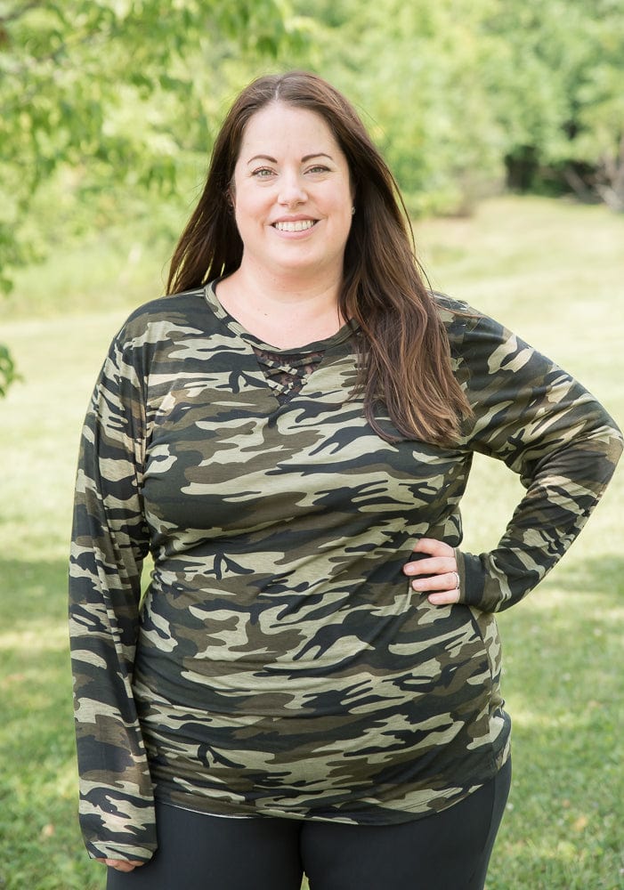 Classy in Camo Lace Top-YFW-Stay Foxy Boutique, Florissant, Missouri