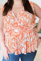 The Orange Swirl Sleeveless Top-White Birch-Stay Foxy Boutique, Florissant, Missouri