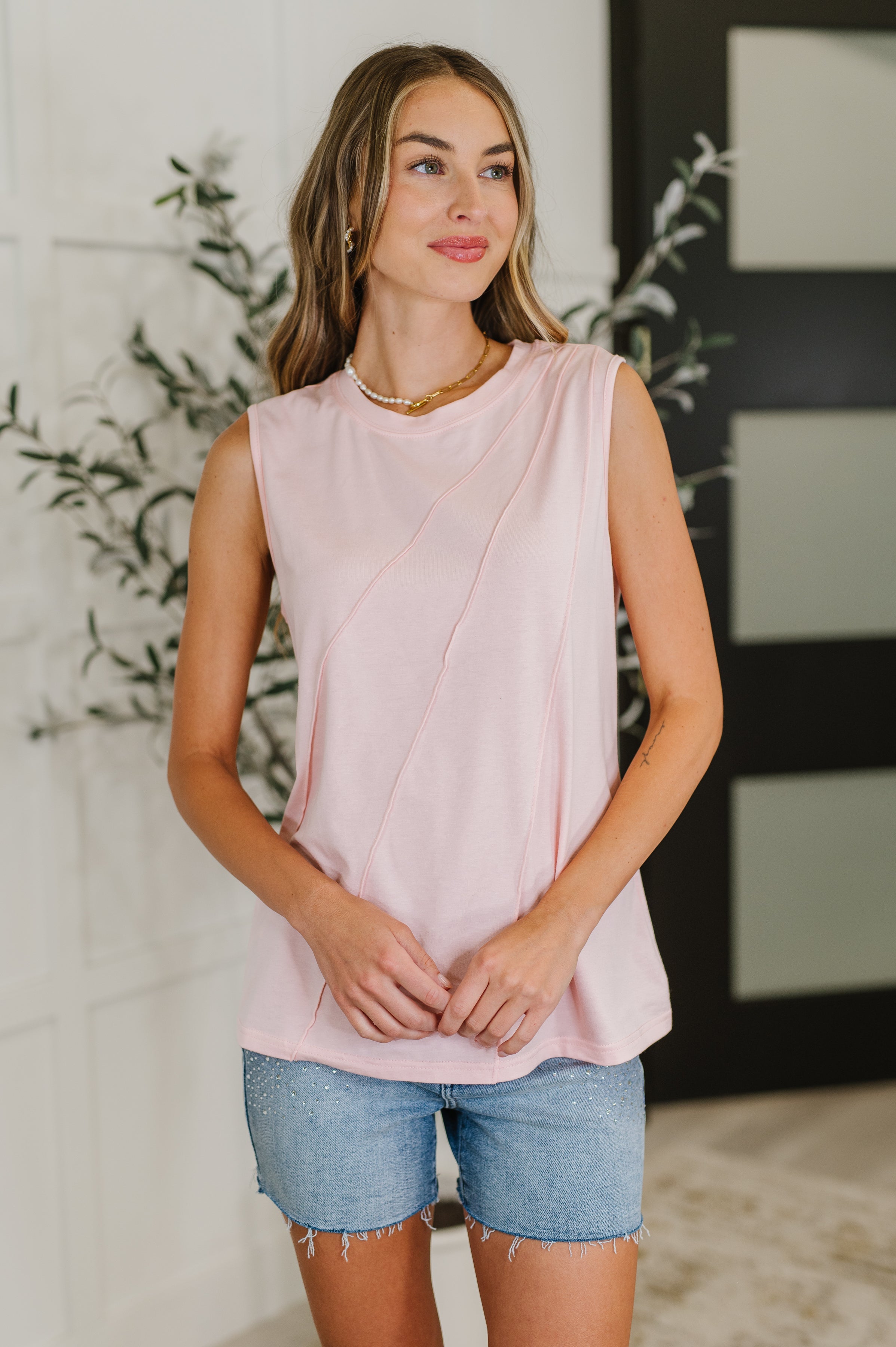 New Normal Pleat Detail Sleeveless Top in Pink-Womens-Stay Foxy Boutique, Florissant, Missouri
