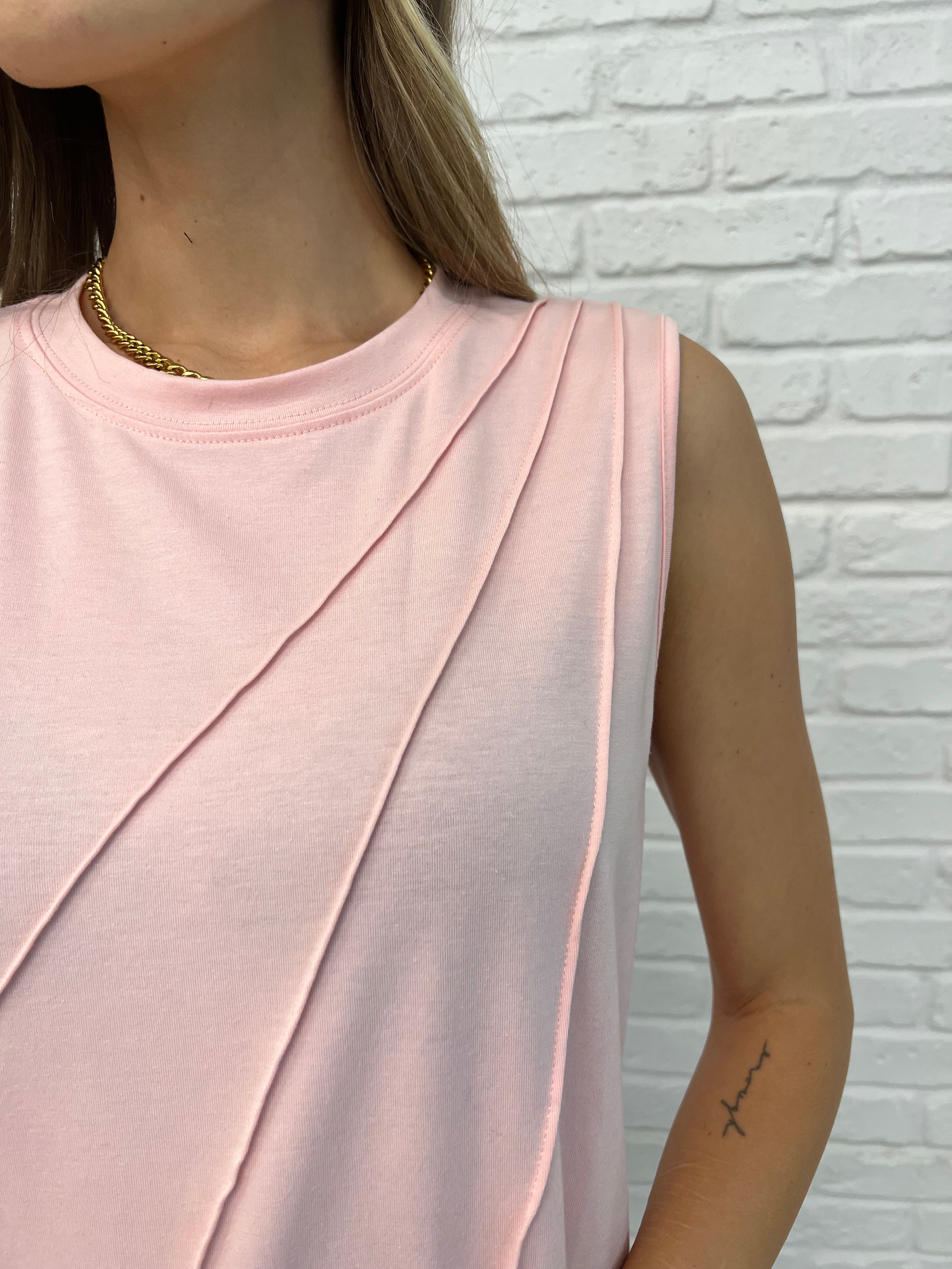 New Normal Pleat Detail Sleeveless Top in Pink-Womens-Stay Foxy Boutique, Florissant, Missouri