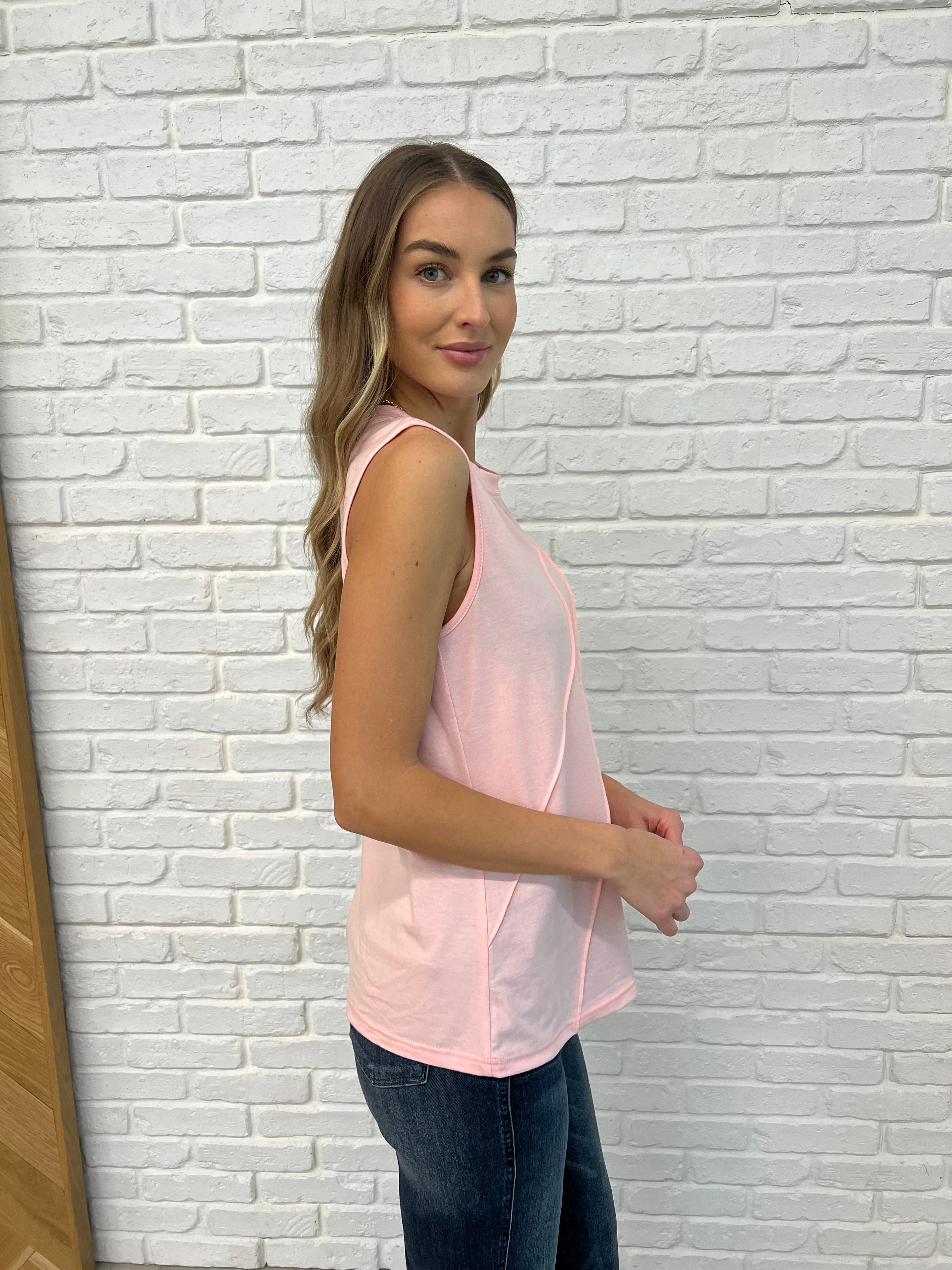 New Normal Pleat Detail Sleeveless Top in Pink-Womens-Stay Foxy Boutique, Florissant, Missouri