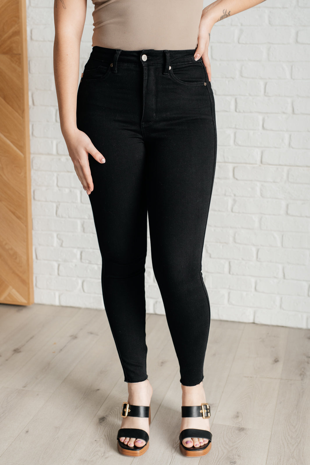 Nicole Tummy Control Skinny Jeans in Black-Womens-Stay Foxy Boutique, Florissant, Missouri