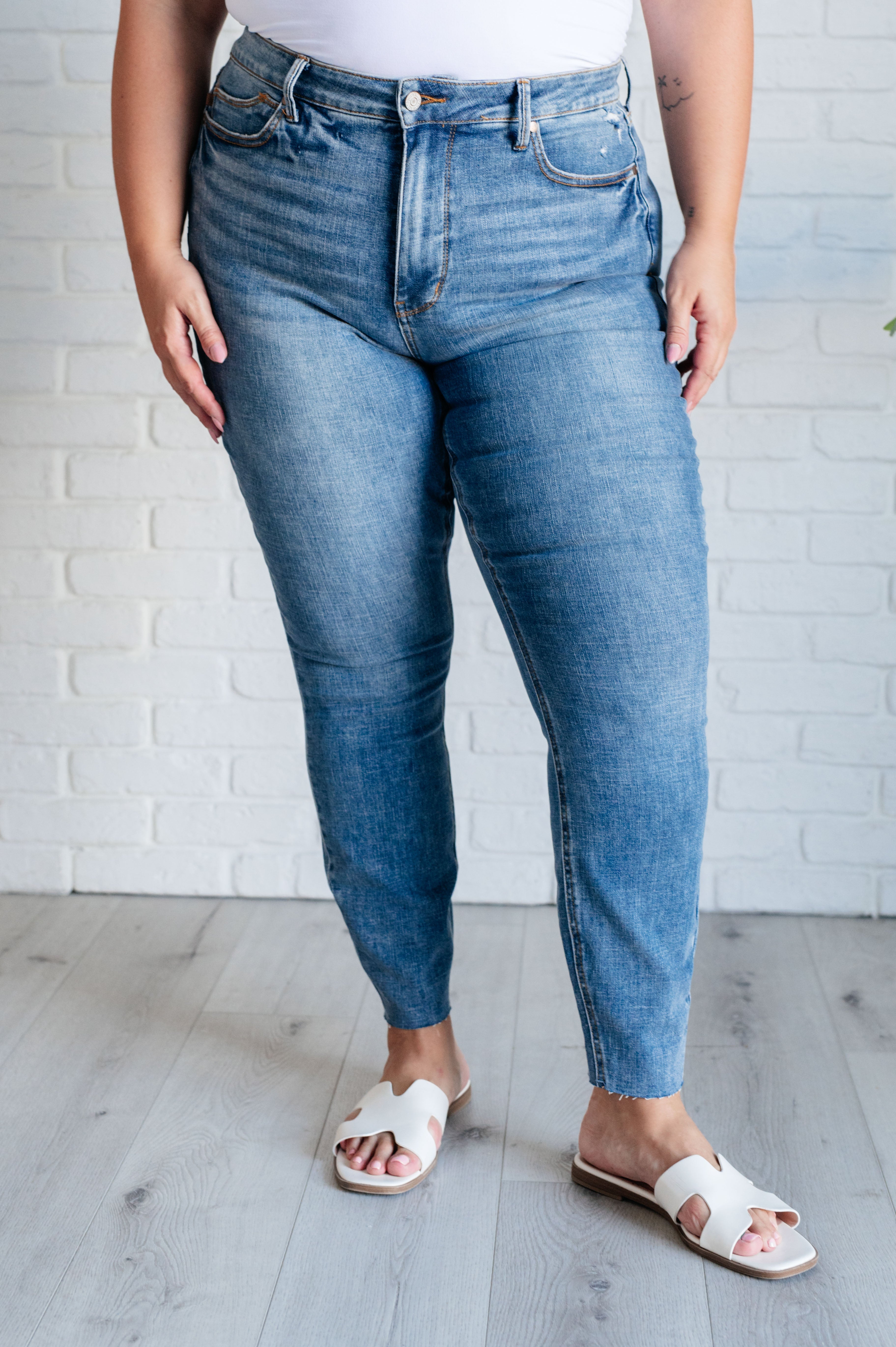 Nicole Tummy Control Skinny Jeans in Vintage Wash-Denim-Stay Foxy Boutique, Florissant, Missouri