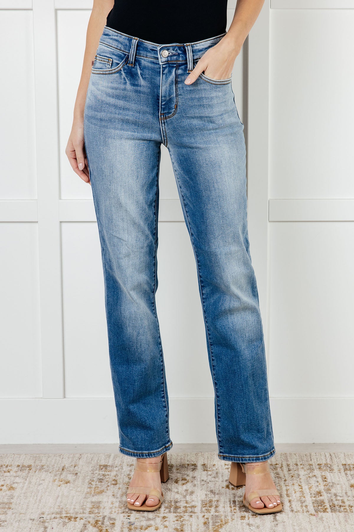 Nivea Vintage Wash Thermal Straight Jeans-Denim-Stay Foxy Boutique, Florissant, Missouri