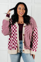 No Brainer Button Down Sweater Knit Cardigan in Magenta/Oatmeal-Layers-Stay Foxy Boutique, Florissant, Missouri