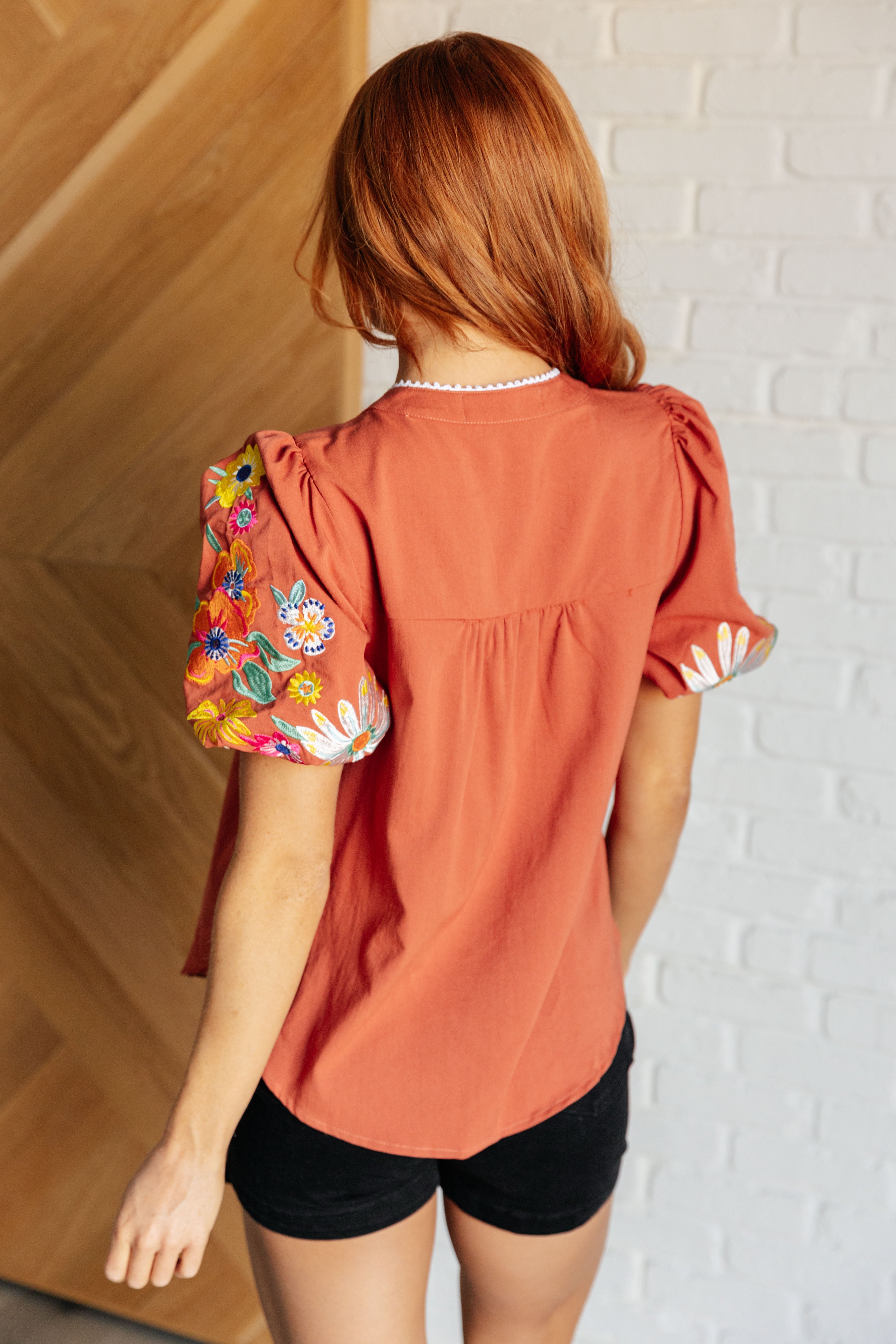 No Concerns Embroidered Sleeve Blouse-Blouses-Stay Foxy Boutique, Florissant, Missouri