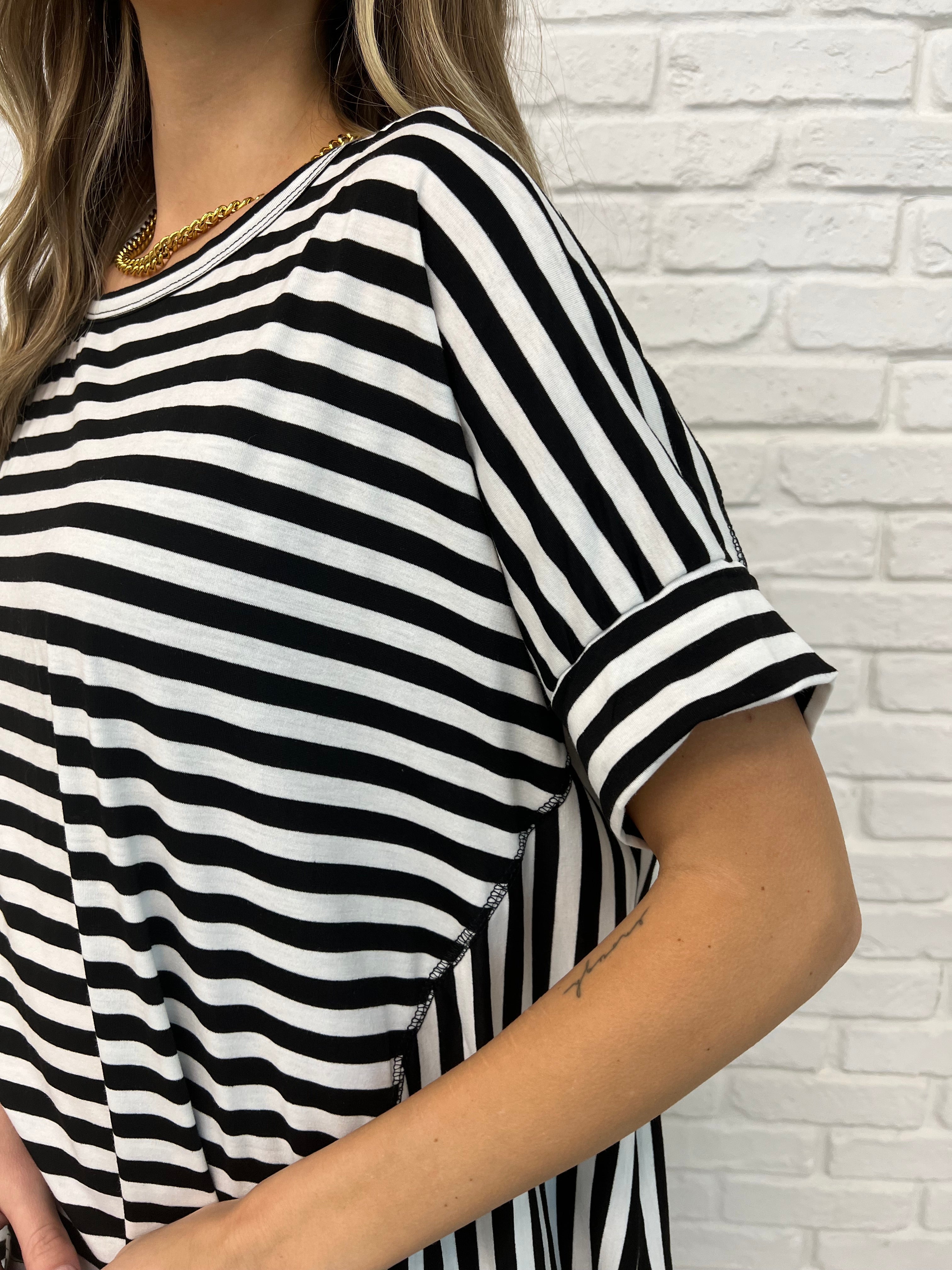 No Stopping It Striped Oversized Top-Womens-Stay Foxy Boutique, Florissant, Missouri