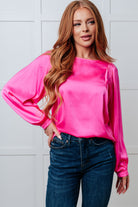 Not Exaggerating Satin Puff Sleeve Blouse-Blouses-Stay Foxy Boutique, Florissant, Missouri