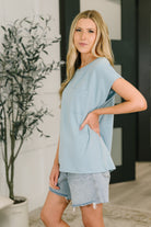 Not So Basic Pocket Tee in Blue-Tops-Stay Foxy Boutique, Florissant, Missouri