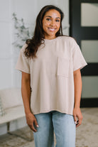 Not That complicated Textured Boxy Tee in Ash Mocha-Womens-Stay Foxy Boutique, Florissant, Missouri