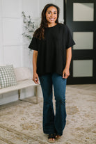 Not That complicated Textured Boxy Tee in Black-Womens-Stay Foxy Boutique, Florissant, Missouri