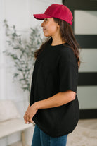Not That complicated Textured Boxy Tee in Black-Womens-Stay Foxy Boutique, Florissant, Missouri