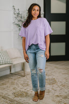 Not That complicated Textured Boxy Tee in Lavender-Womens-Stay Foxy Boutique, Florissant, Missouri