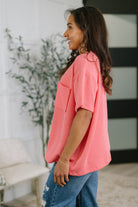 Not That complicated Textured Boxy Tee in Salmon-Womens-Stay Foxy Boutique, Florissant, Missouri