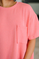 Not That complicated Textured Boxy Tee in Salmon-Womens-Stay Foxy Boutique, Florissant, Missouri