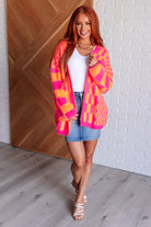 Noticed in Neon Checkered Cardigan in Pink and Orange-Womens-Stay Foxy Boutique, Florissant, Missouri