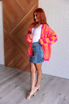 Noticed in Neon Checkered Cardigan in Pink and Orange-Womens-Stay Foxy Boutique, Florissant, Missouri