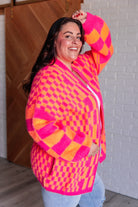 Noticed in Neon Checkered Cardigan in Pink and Orange-Womens-Stay Foxy Boutique, Florissant, Missouri