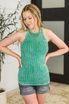 Offbeat Essential Mineral Washed Tank in Kelly Green-Womens-Stay Foxy Boutique, Florissant, Missouri