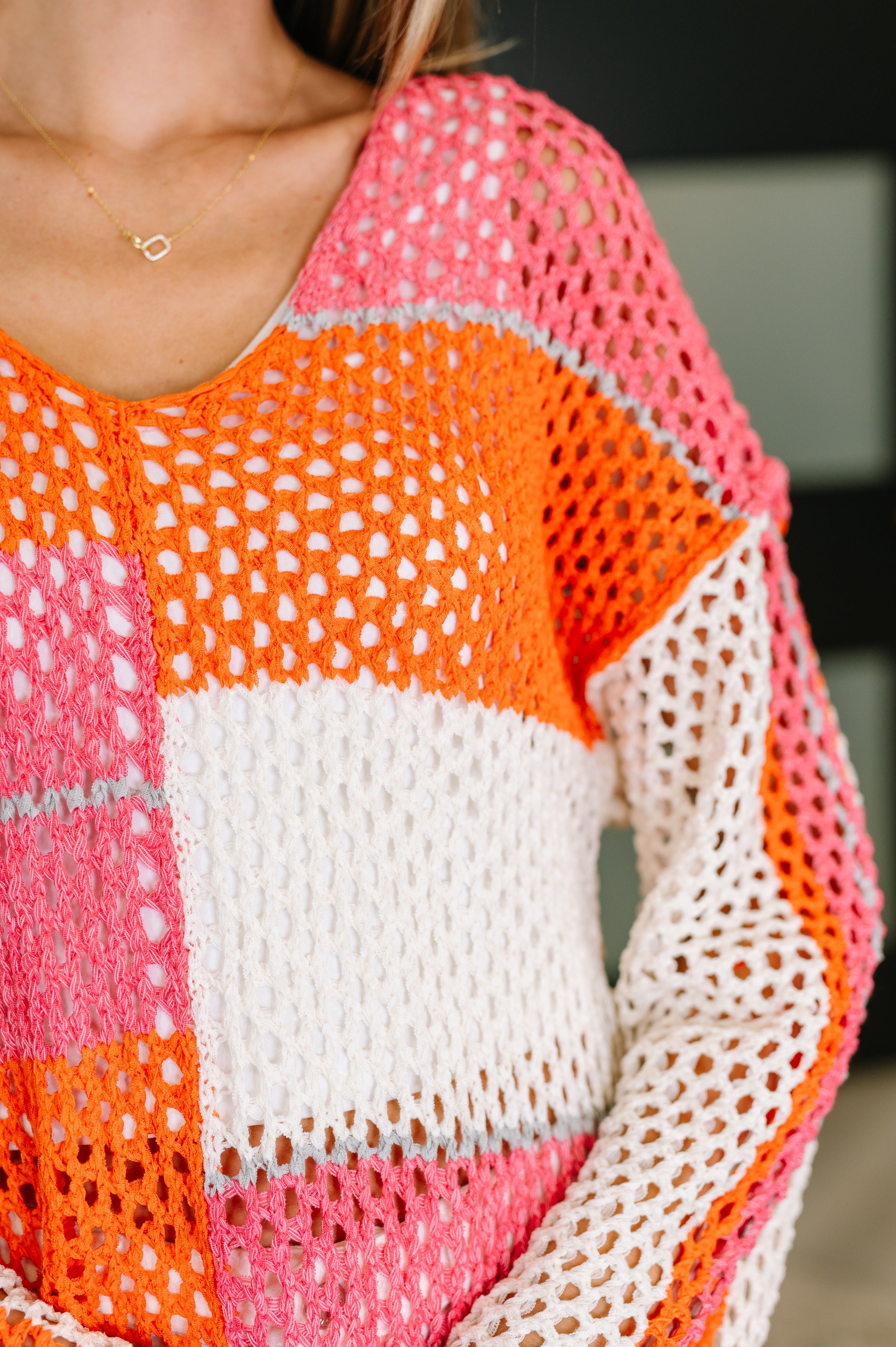 Off the Grid Net Color Block Layering Top-Womens-Stay Foxy Boutique, Florissant, Missouri