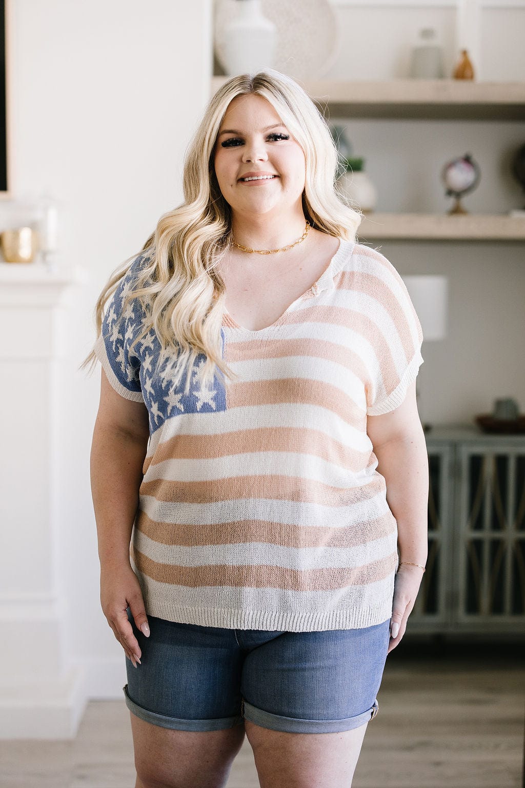 Old Glory Sleeveless Sweater-Tops-Stay Foxy Boutique, Florissant, Missouri