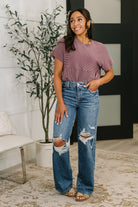 On Repeat Cable Ribbed Knit Tee-Womens-Stay Foxy Boutique, Florissant, Missouri