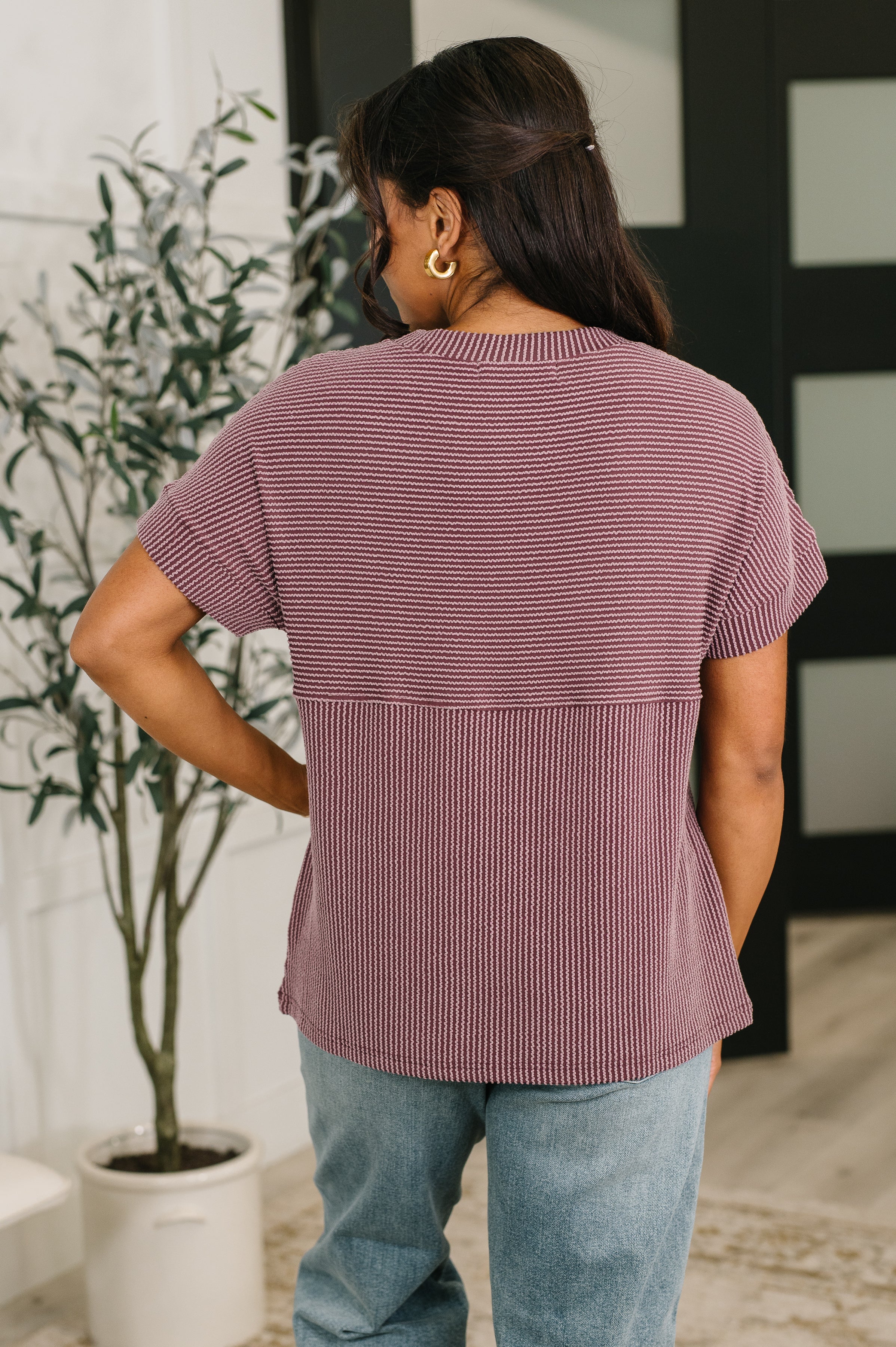 On Repeat Cable Ribbed Knit Tee-Womens-Stay Foxy Boutique, Florissant, Missouri