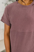 On Repeat Cable Ribbed Knit Tee-Womens-Stay Foxy Boutique, Florissant, Missouri