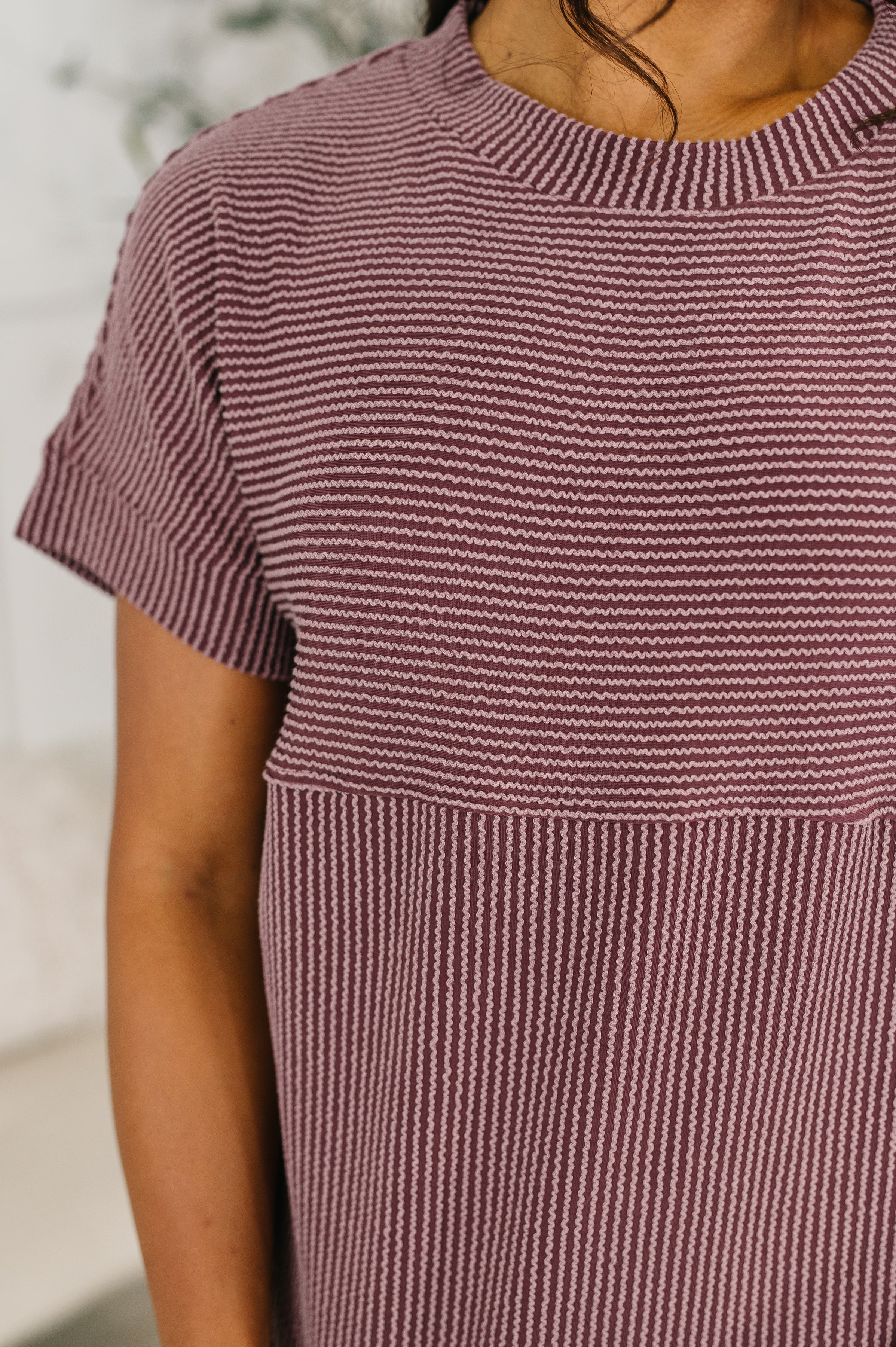 On Repeat Cable Ribbed Knit Tee-Womens-Stay Foxy Boutique, Florissant, Missouri